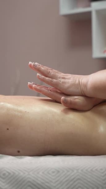 Woman Having Manual Back Massage Session Close Vertical Video — Stock Video