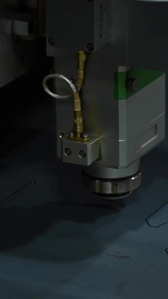 Cnc Machine Laser Cutting Metal Sparks Vertical Video — Stock Video