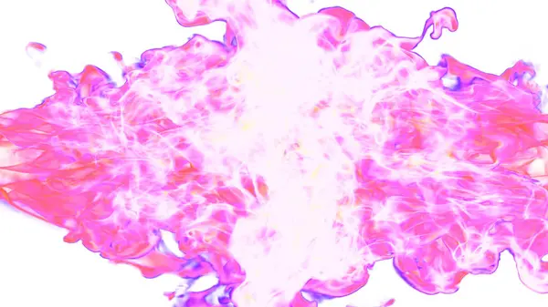3Dイラスト ピンクの炎の舌は白い背景の反対側から衝突する — ストック写真