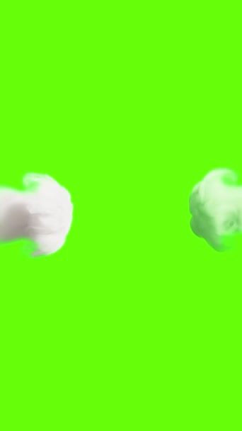 垂直录像 大量的灰色和绿色的烟雾在绿色的背景上碰撞 — 图库视频影像