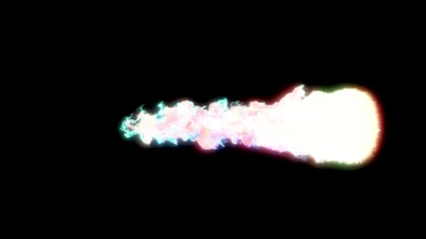 Der Komet Brennt Auf Schwarzem Grund Kugelförmiges Lila Feuer Mit — Stockvideo