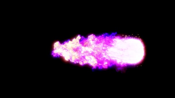 Kometa Płonie Czarnym Tle Fioletowy Ogień Sferyczny Ogonem — Wideo stockowe