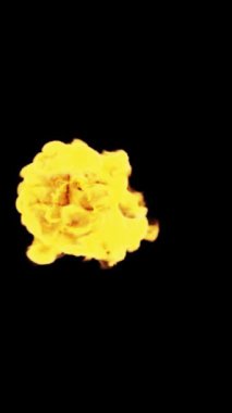 Siyah arka planda yangın. Dikey video