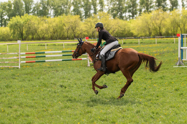 A young woman goes in for horseback riding