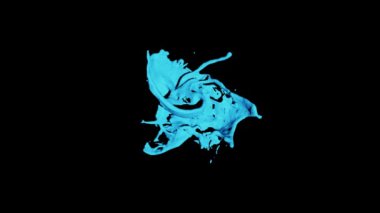 3 boyutlu görüntüleme. Siyah arkaplanda mavi sıvı girdaplar