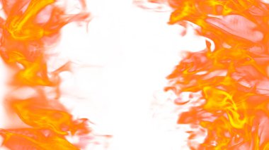 3 boyutlu illüstrasyon. Beyaz arka planda iki taraftan ateş dilleri