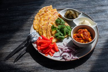 Bir tabak fajitanın üst görünümü