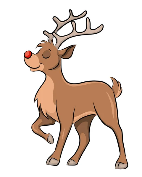 Rendieren Rudolph Met Zijn Rode Neus — Stockvector
