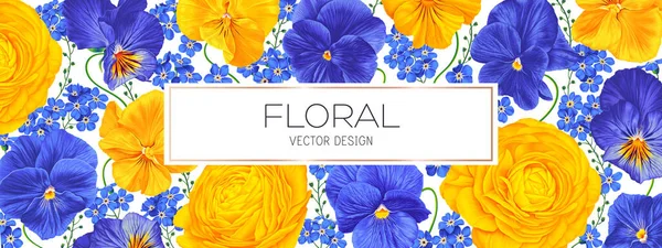 Primavera Floral Vector Fondo Diseño Para Banner Ventas Cartel Con — Vector de stock