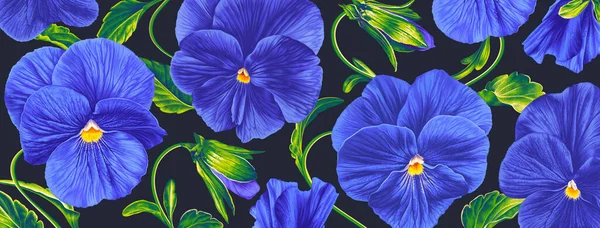 Floral Horizontal Background Template Social Networks Realistic Vector Plants Detailed — Διανυσματικό Αρχείο
