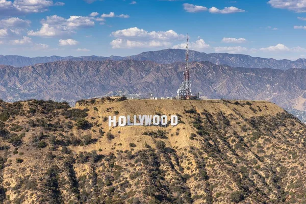 Αεροφωτογραφία Στην Πινακίδα Του Χόλυγουντ Στο Λος Άντζελες — Φωτογραφία Αρχείου