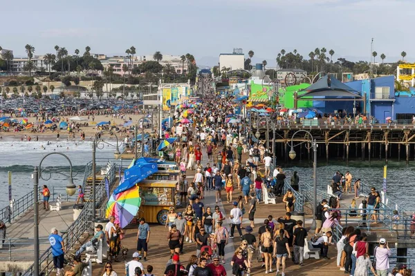 stock image Los Angeles, California, USA - September 6 - view of crowds on Santa Monica Pier