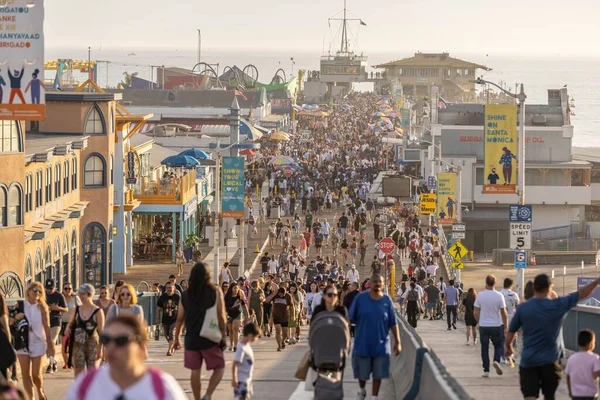 Los Angeles California Usa September View Crowds Santa Monica Pier — Stock Photo, Image