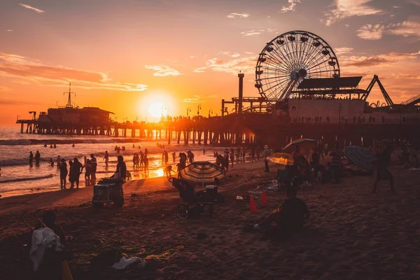 Los Angeles Kaliforniya Abd Eylül Santa Monica Plaj Gün Batımı — Stok fotoğraf