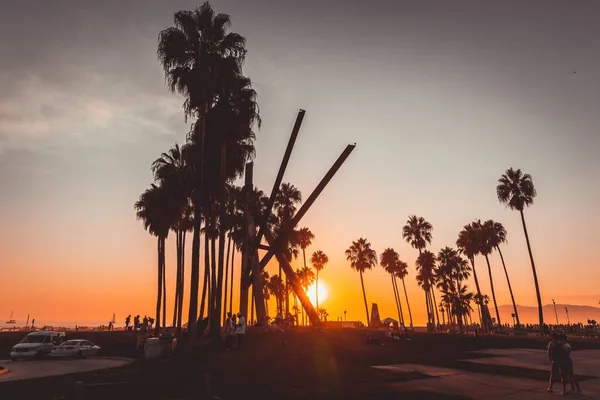 Los Angeles Califórnia Eua Setembro Vista Pôr Sol Venice Beach — Fotografia de Stock
