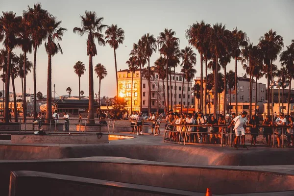 Los Angeles Kaliforniya Abd Eylül Venedik Sahili Günbatımı — Stok fotoğraf