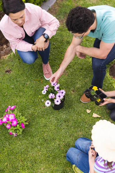 Caucasian Couple Spending Time Together Garden Planting Family Time Spending — Stock Photo, Image