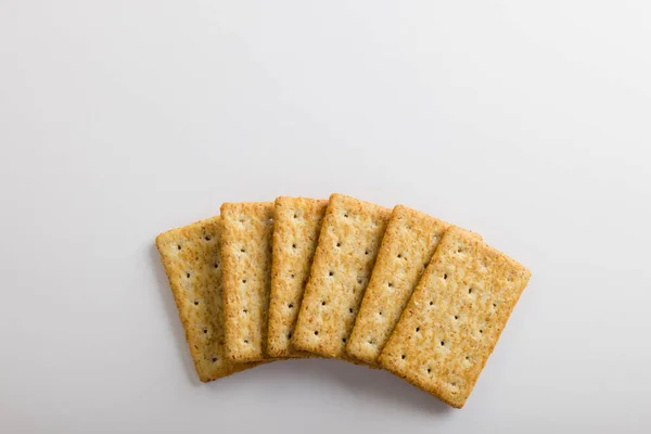 Directly Shot Crackers White Background Copy Space Unaltered Food Studio — Stock Photo, Image