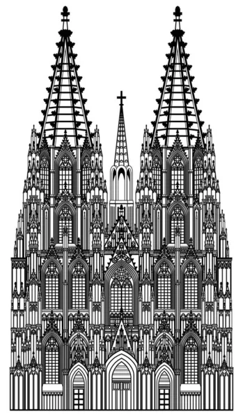 Kathedraal Van Keulen Saint Peter Siluette Geïsoleerd Witte Achtergrond — Stockvector