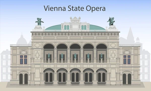 Ópera Viena Isolada Fundo Paisagem Urbana — Vetor de Stock