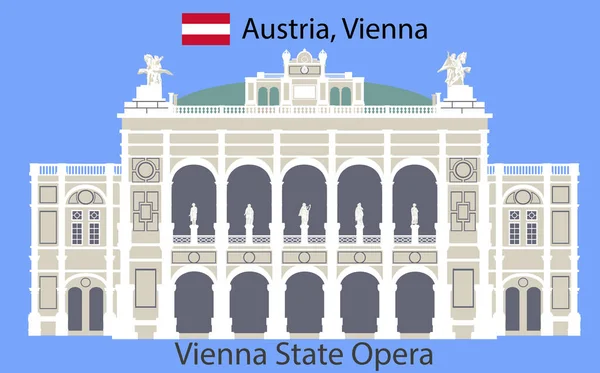 青い背景に隔離されたウィーン オペラ ハウス — ストックベクタ