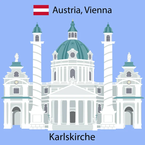 Karlskirche Saint Charless Church Vienna Áustria — Vetor de Stock