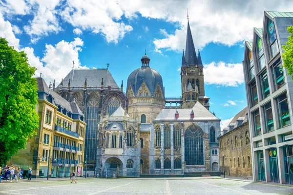 Średniowieczny Aachen Katedra Aachener Dom Jest Obiektem Światowego Dziedzictwa Unesco — Zdjęcie stockowe