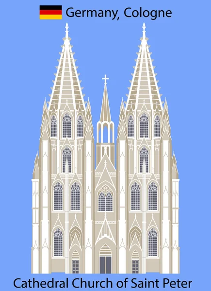 Kolínská Katedrála Svatého Petra Izolované Bílém Pozadí — Stockový vektor