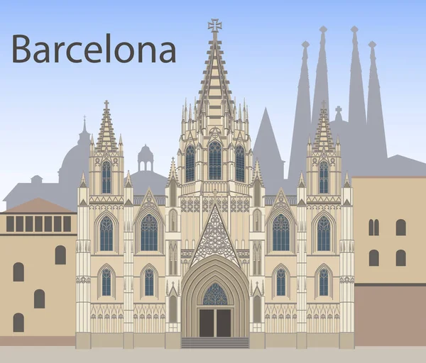 Die Kathedrale Des Heiligen Kreuzes Und Der Heiligen Eulalia Spanien — Stockvektor