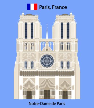 Notre Dame de Paris 'in düz biçimli vektör görüntüsü