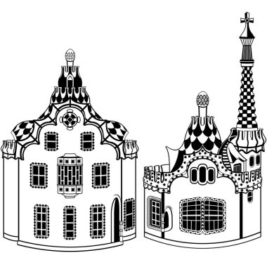 Mozaikli evler Barselona, İspanya 'daki Park Guell' e gidiyor.