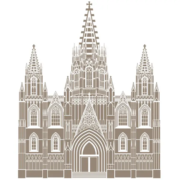 The Barcelona Cathedral or Cathedral of the Holy Cross and Saint Eulalia in Spain on white background