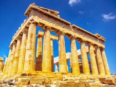 Akropolis, Atina ve Yunanistan 'daki Parthenon tapınağının manzarası