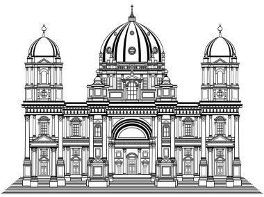 Berlin Katedrali Berlinli Dom beyaz arka planda