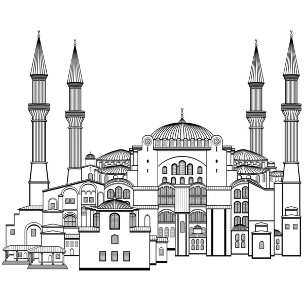 Ayasofya, İstanbul, Türkiye. Vektör illüstrasyonu beyaz arkaplanda izole edildi