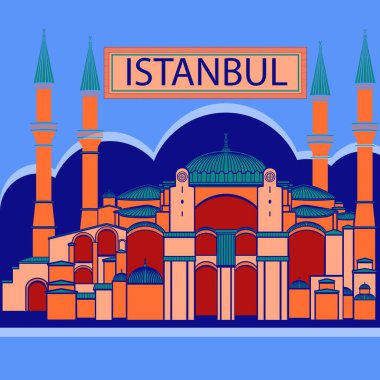 İkonik Ayasofya 'nın yer aldığı renkli bir İstanbul çizimi