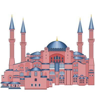 Ayasofya, İstanbul, Türkiye. Vektör illüstrasyonu beyaz arkaplanda izole edildi