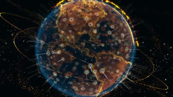 惑星地球のホログラフィックなアニメーション — ストック動画