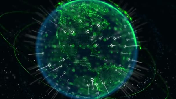 Holografisk Animation Planeten Jorden — Stockvideo