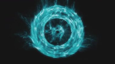 Uzayda bilinmeyen bir enerji yapısının 3 boyutlu animasyonu, şeffaflıkla siyah üzerine izole edilmiş.
