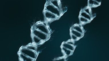 Parçacıklardan oluşan bir DNA molekülünün soyut animasyonu