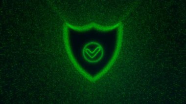 Parçacıklardan yapılmış kalkan koruma sembolü ile animasyon