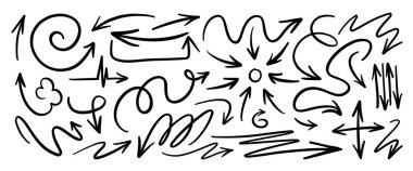 El çizimi karalama vektörü seti. Sevimli el çizimleri koleksiyonu.