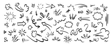 El çizimi karalama vektörü seti. Sevimli el çizimleri koleksiyonu.