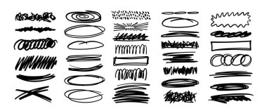 El çizimi karalama vektörü seti. Sevimli el çizimleri koleksiyonu.