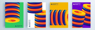 Modern soyut kapaklar seti, minimal kapaklar tasarımı. Renkli geometrik arkaplan, vektör çizimi.