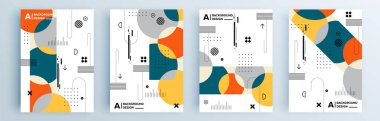 Modern soyut kapaklar seti, minimal kapaklar tasarımı. Renkli geometrik arkaplan, vektör çizimi.