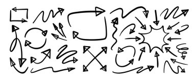 El çizimi karalama vektörü seti. Sevimli el çizimleri koleksiyonu.