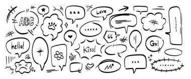 El çizimi karalama vektörü seti. Sevimli el çizimleri koleksiyonu.