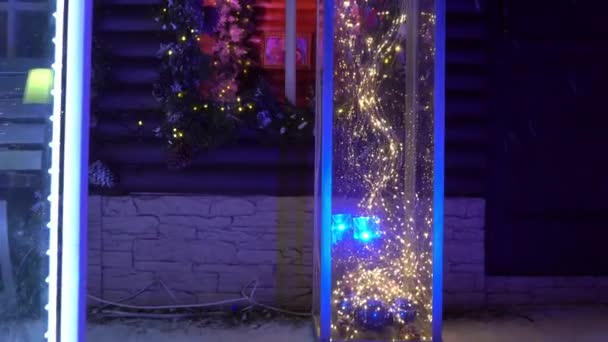 Замок Блайт Санта Клаус Чудовий Краєвид Сади Вогні Світяться Різдвяні — стокове відео